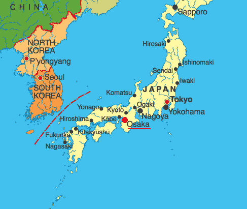 osaka japan map